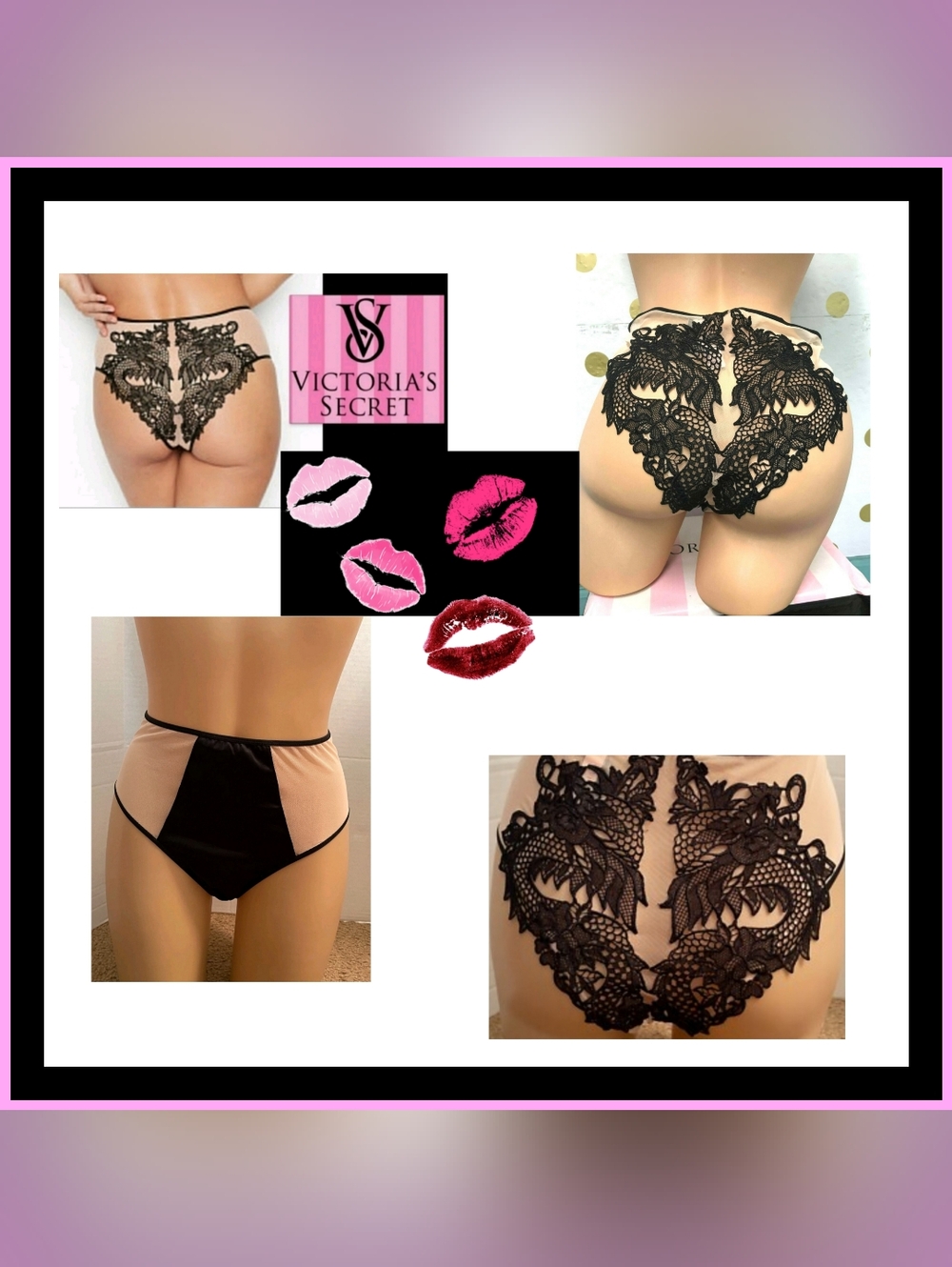 Victoria's Secret Black & Nude Bra, Panty & Thong Three Piece Set - Picture 8 of 15